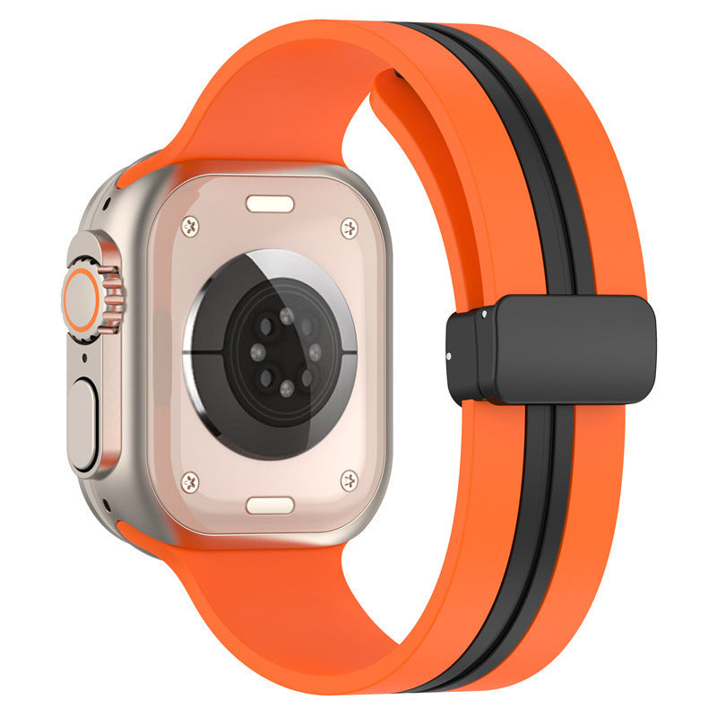 Magnetic Buckle Striped Two-Tone Apple Watch Band - Multiple Colors & Sizes