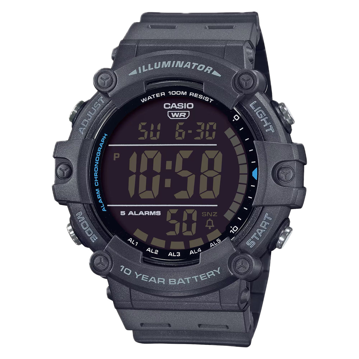 Casio MenÕs Dark Gray Digital Watch with Black Dial - AE-1500WH-8BV
