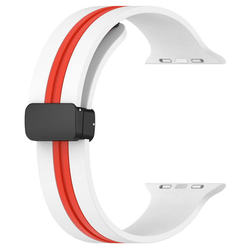 Magnetic Buckle Striped Two-Tone Apple Watch Band - Multiple Colors & Sizes