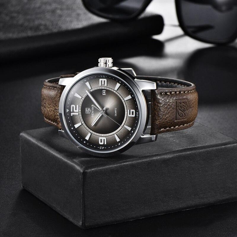 Men's Luxury Quartz Watch - Leather Strap, Waterproof, Auto Date