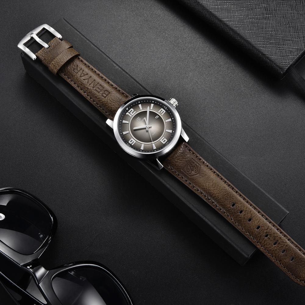 Men's Luxury Quartz Watch - Leather Strap, Waterproof, Auto Date