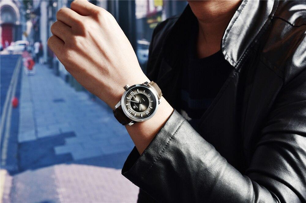Men's Luxury Quartz Watch - Leather Strap, Waterproof, Auto Date