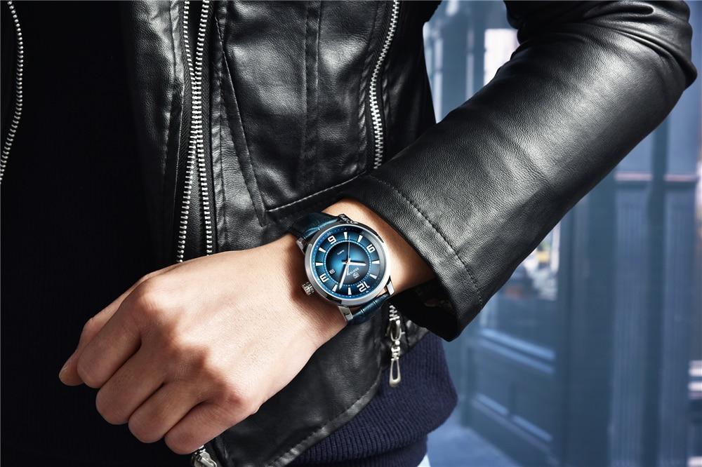 Men's Luxury Quartz Watch - Leather Strap, Waterproof, Auto Date