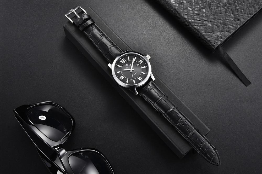 Men's Luxury Quartz Watch - Leather Strap, Waterproof, Auto Date